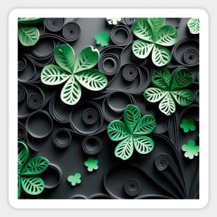 Intricate 3D papercut design of Saint Patrick's day shamrocks Sticker